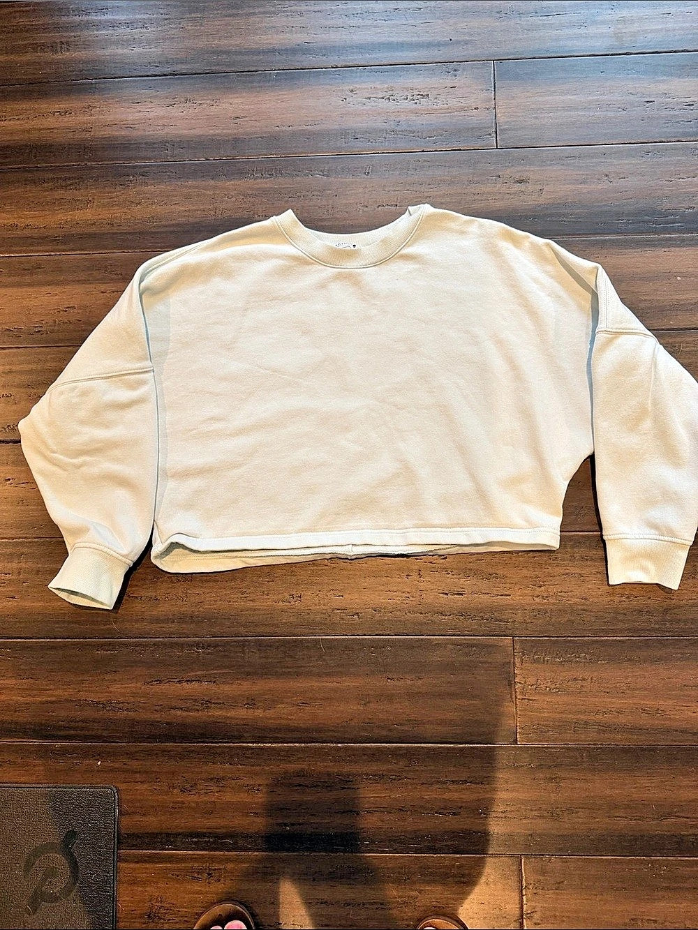 Athleta Terry Crop Crew Sweatshirt Cream Large